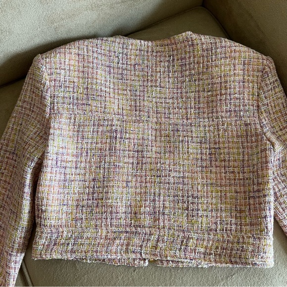 NWOT Retrofete tweed zip jacket size M pink gold white C1 - Picture 7 of 9